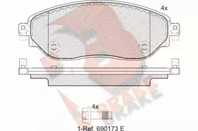 R BRAKE rb2219 -  Комплект тормозных колодок, дисковый тормоз